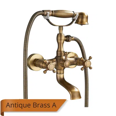 Eruule Antique Brass Wall-mounted Bathtub Shower Faucet Set With Dual Handles, Hand Shower, And Swivel Spou In Brown