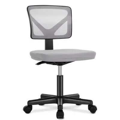 Eruule Armless Office Chair With Lumbar Support, Adjustable Height, 360° Swivel, And Rolling Wheels In Gray