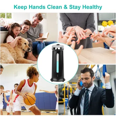 Eruule Automatic Soap Dispenser 400ml/16.9oz Anti-slip Sensor Refillable Hand Gel Desktop Dispenser 2 Drop  In Black