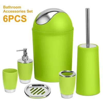 Eruule Bathroom Accessories Set 6 Pcs Bathroom Set Ensemble Complete Soap Dispenser Toothbrush Holder In Green