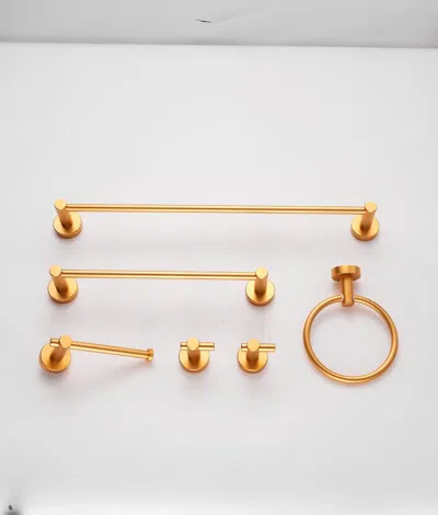 Eruule Bathroom Hardware Set, Thicken Space Aluminum 6 Pcs Towel Bar Set- Brushed Gold 24 Inches Wall Mount