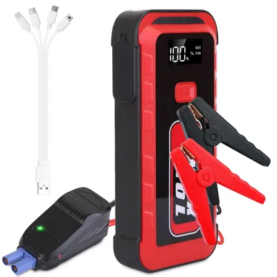 Eruule Car Jump Starter Booster 2500a Peak 25800mah Battery Charger Power Bank With 4 Modes Led Flashlight  In Multi
