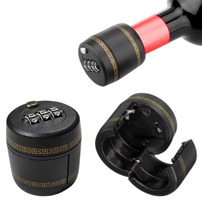 Eruule Combination Lock Wine Bottle Stoppers - Vacuum Seal Caps For Liquor And Whiskey Bottles In Black
