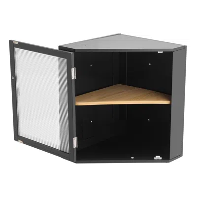 Eruule Corner Bread Box For Kitchen Counter, Double Layer Large Capacity Bamboo Bread Storage Container, Fa In Black