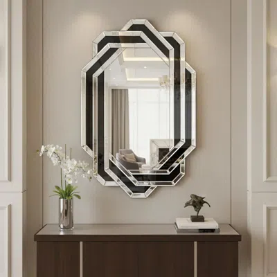 Eruule Decorative Mirror For Wall Modern Bathroom Wall Mirror, Luxury Vanity Mirror, Crystal Crush Diamond  In Black