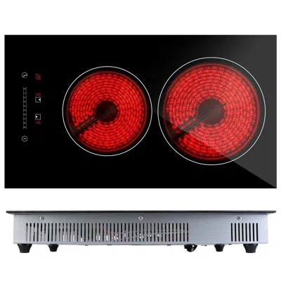 Eruule Dual Induction Burners Electric Cooktop 110v Total 1900w Electric Stove Built-in Electric Ceramic St In Black