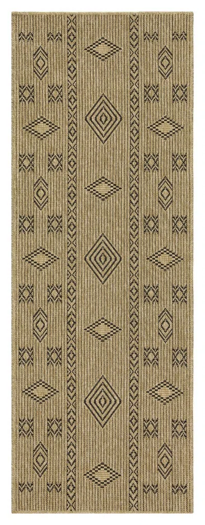 Eruule Earth Gc_ntl1001 Jute/black 2 Ft. 7 In. X 7 Ft. 3 In. Indoor/outdoor Area Rug In Brown