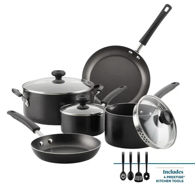 Eruule Easy Clean 12 Pcs Nonstick Cookware Set With Cooking Tools, Dishwasher Safe, Black