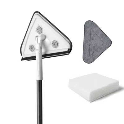 Eruule Effortless Wall Cleaning Mop With Disposable Pads,versatile Triangle Design,long Handle For High Rea In White