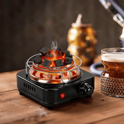 Eruule Electric Charcoal Burner For Hookah - 500w Fast Heating, 5 Temperature Gears, Thermostat Safety & St In Black
