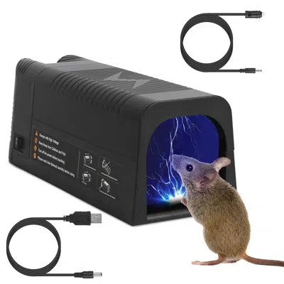 Eruule Electric Rat Trap Reusable Mice Trap Rodent Zapper Indoor Pest Control Rechargeable Shock Mice Kille In Black