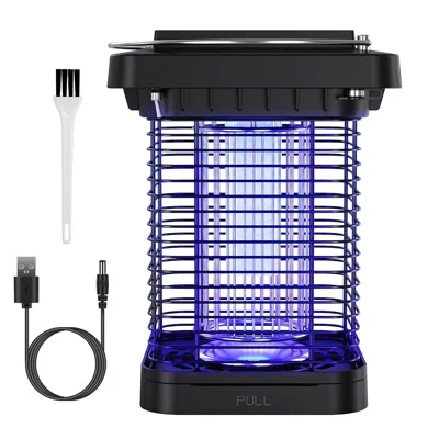 Eruule Electric Solar Powered Bug Zapper 1076sq. Feet Range Mosquito Killer Lamp Ip65 Waterproof Insect Fly In Black