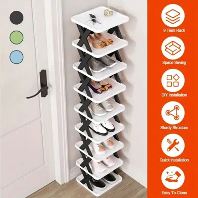 Eruule Entrance High And Narrow Shoe Rack, 9-layer Shoe Rack Can Put 9 Pairs Of Shoes, Space-saving Vertica In White