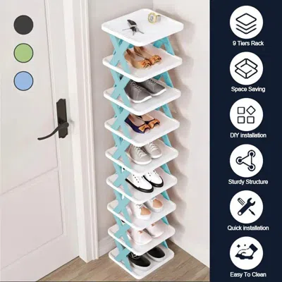 Eruule Entrance High And Narrow Shoe Rack, 9-layer Shoe Rack Can Put 9 Pairs Of Shoes, Space-saving Vertica In White