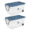 Eruule Extra Large Storage Bin, 160 Quart Wheeled Clear Plastic Storage Container With Handle, Gray, Pack O In Blue