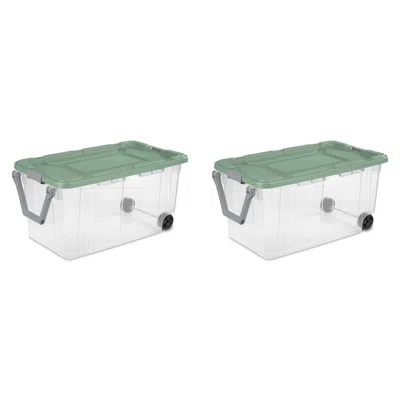 Eruule Extra Large Storage Bin, 160 Quart Wheeled Clear Plastic Storage Container With Handle, Gray, Pack O In Green