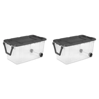 Eruule Extra Large Storage Bin, 160 Quart Wheeled Clear Plastic Storage Container With Handle, Gray, Pack O In White