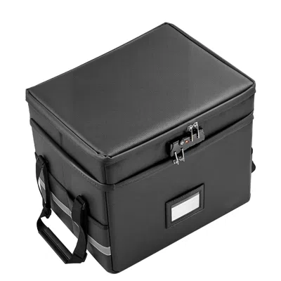 Eruule Fireproof Document Box, 1832 Fahrenheit Heat Insulated Fireproof & Waterproof Box With Lock, Portabl In Black
