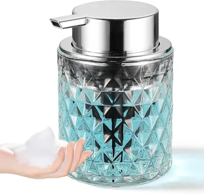 Eruule Foaming Soap Dispenser, Clear Glass Foam Hand Soap Dispenser For Bathroom, Refillable 7.8 oz Foamy P In Silver