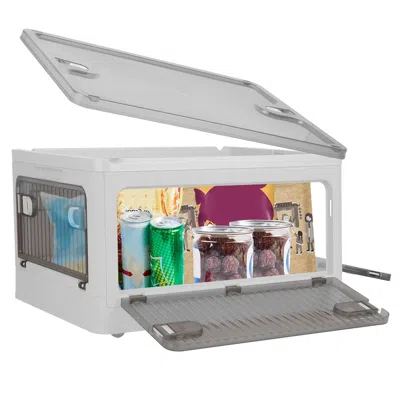 Eruule Foldable Storage Bins With Lid 4 Doors Collapsible Stackable Closet Organizer Containers With Lock 4 In White