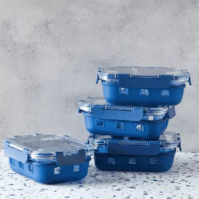 Eruule Glass Prep & Store Set With Silicone Grip 8 Pcs Storage Set