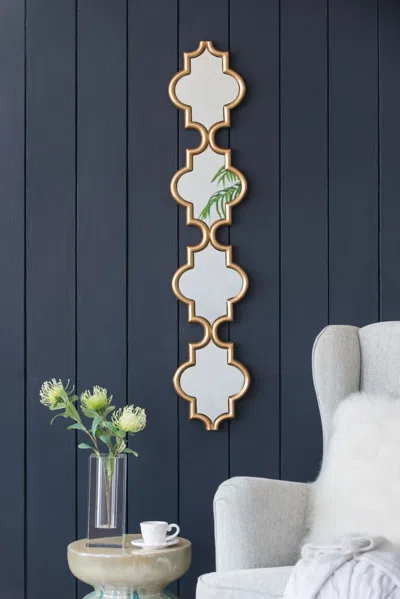 Eruule Gold Narrow Four Tiered Wall Mirror, 9.5x1x47.2"