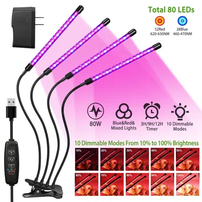 Eruule Grow Lights For Indoor Plants, Imountek 80w 80 Leds Plant Lights With Red Blue Full Spectrum 10 Dimm