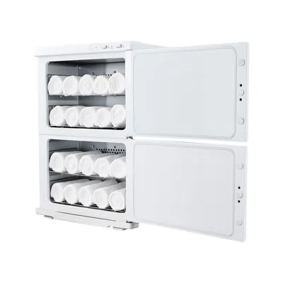 Eruule Hot Towel Warmer, 10 Gal Large Capacity 2-tier Towel Warmer Cabinet With Clip & 4 Stainless Steel Ra In White