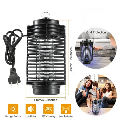 Eruule Indoor Electric Flying Bug Trap, Low Noise Photocatalyst Mosquito Lamp, Easy Clean Detachable Bottom In Black