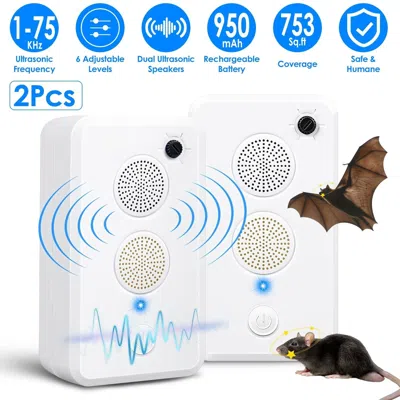 Eruule Indoor Outdoor Pest Deterrent - Ultrasonic Bat Bird Mouse Repeller With 6 Levels, 70-80h Runtime, 75 In White