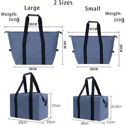 Eruule Large Cooling Bag, 5.28gal Foldable Shopping Bag In Blue
