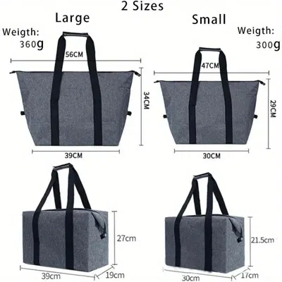 Eruule Large Cooling Bag, 5.28gal Foldable Shopping Bag In Gray