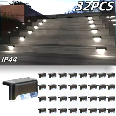Eruule Led Solar Deck Lights 32 Pack Waterproof And Wide Use For Outdoor Stairs Step Fence Railing Yard And