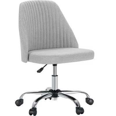 Eruule Modern Armless Small Desk Chair With Swivel Function And Wheels, Ideal For Office, Vanity, And Gamin In Gray