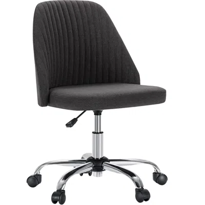 Eruule Modern Armless Small Desk Chair With Swivel Function And Wheels, Ideal For Office, Vanity, And Gamin In Gray