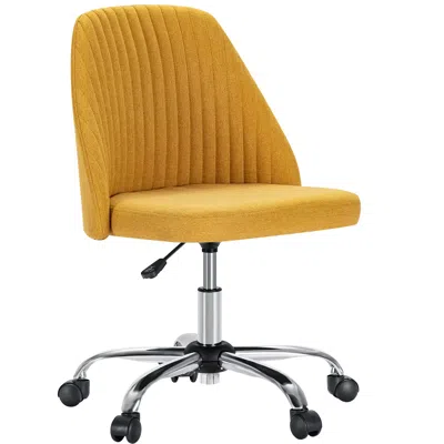 Eruule Modern Armless Small Desk Chair With Swivel Function And Wheels, Ideal For Office, Vanity, And Gamin In Orange