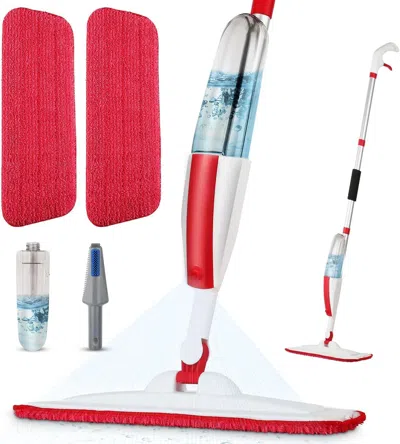 Eruule Mops For Floor Cleaning Wet Spray Mop With 14 oz Refillable Bottle And 2 Washable Microfiber Pads Ho In Red
