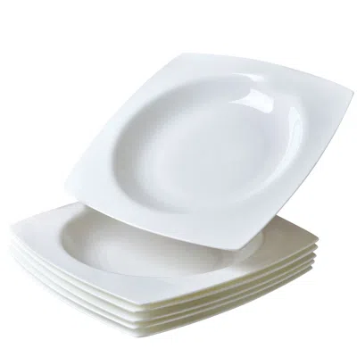 Eruule Salad Kitchen Plate Set For 6,square Plate Sets For Elegant Dining,microwave Safe White Plates Ceram