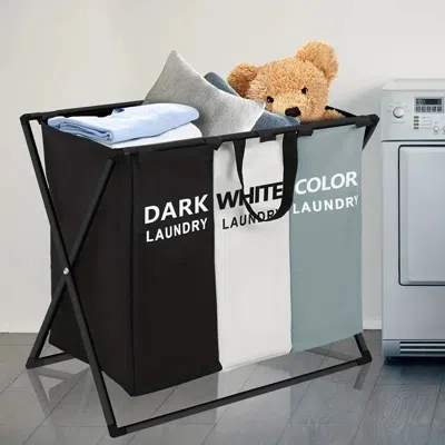 Eruule Segmented Foldable Laundry Hamper With Oxford Fabric Bags And Handles - Large Rectangular Laundry So In Multi