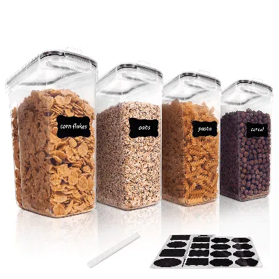 Eruule Set Of 4, Airtight Food Storage Containers, 135.2 Fl Oz, Black