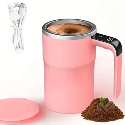 Eruule Smart Mixing Coffee Mug With Led Display, Usb Charging, And Magnetic Mixing Function In Pink