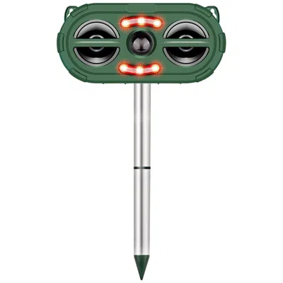 Eruule Solar Ultrasonic Animal Repeller Motion Sensor Animal Repellent Usb Animal Chaser Ip66 Waterproof Fo In Green