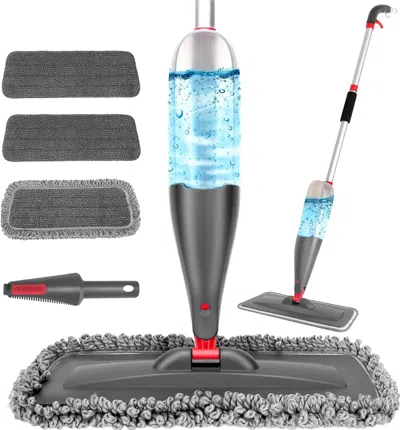 Eruule Spray Mop For Floor Cleaning With 3pcs Washable Pads - Wet Dry Microfiber Mop With 800 ml Refillable In Gray