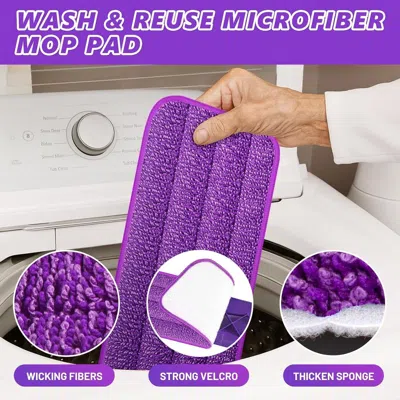 Eruule Spray Mops For Floor Cleaning Wet Mop For Hardwood Tile Wood Laminate Vinyl 3 Washable Microfiber Pa In Purple