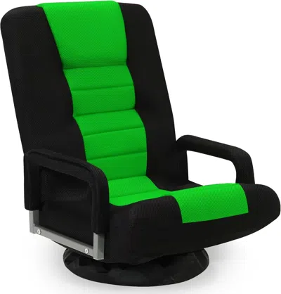 Eruule Swivel Floor Gaming Chair With Armrests, Folding Reclining Sofa With 6 Adjustable Positions, Padded  In Green