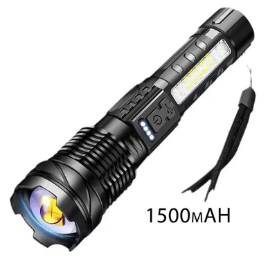 Eruule Tactical Flashlight - Military-grade Aluminum Alloy & Abs, Zoomable Beam With 5 Modes For Camping, H In Black