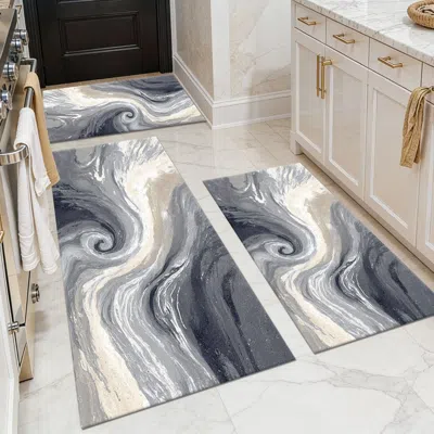 Eruule Three-piece Kitchen Rug Set, Non-slip And Washable, Abstract Pattern Kitchen Hallway Rug, Soft And C In Multi