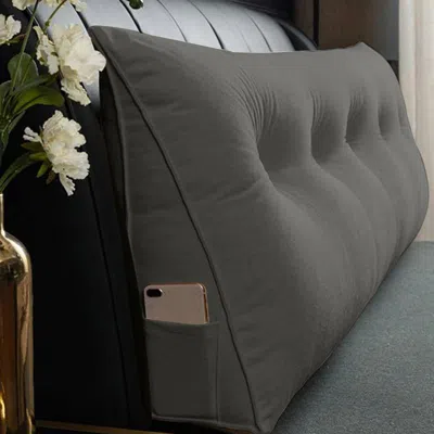 Eruule Triangle Reading Cushion With A Button-gray 120*50*20cm