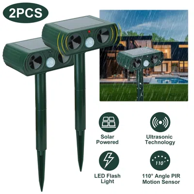 Eruule Ultrasonic Animal Repeller Solar Powered Motion Sensor Repellent Ipx4 Waterproof Outdoor For Farm Ga In Green