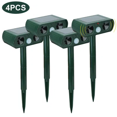 Eruule Ultrasonic Animal Repeller Solar Powered Motion Sensor Repellent Ipx4 Waterproof Outdoor For Farm Ga In Green